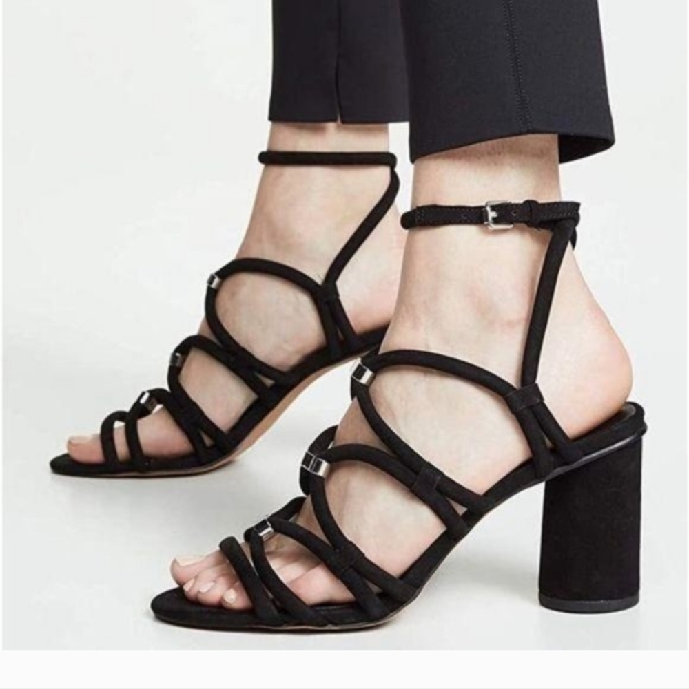 REBECCA MINKOFF APOLLINE BLACK KID SUEDE SANDAL 8